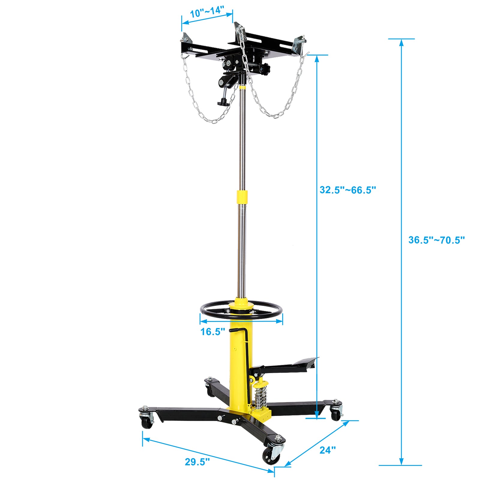 1660Lbs Transmission Jacks Quick Lift Dual Springhydraulic Transmission Jack 2 Stage Hydraulic W 360 For Car Lift 0.75 Ton Yellow Iron