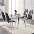 Modern Dining Chairs With Faux Leather Padded Seat Dining Living Room Chairs Upholstered Chair With Metal Legs Design For Kitchen, Living, Bedroom, Dining Room Side Chairs Set Of 4 Grey Pu C 001 Grey Foam Pu