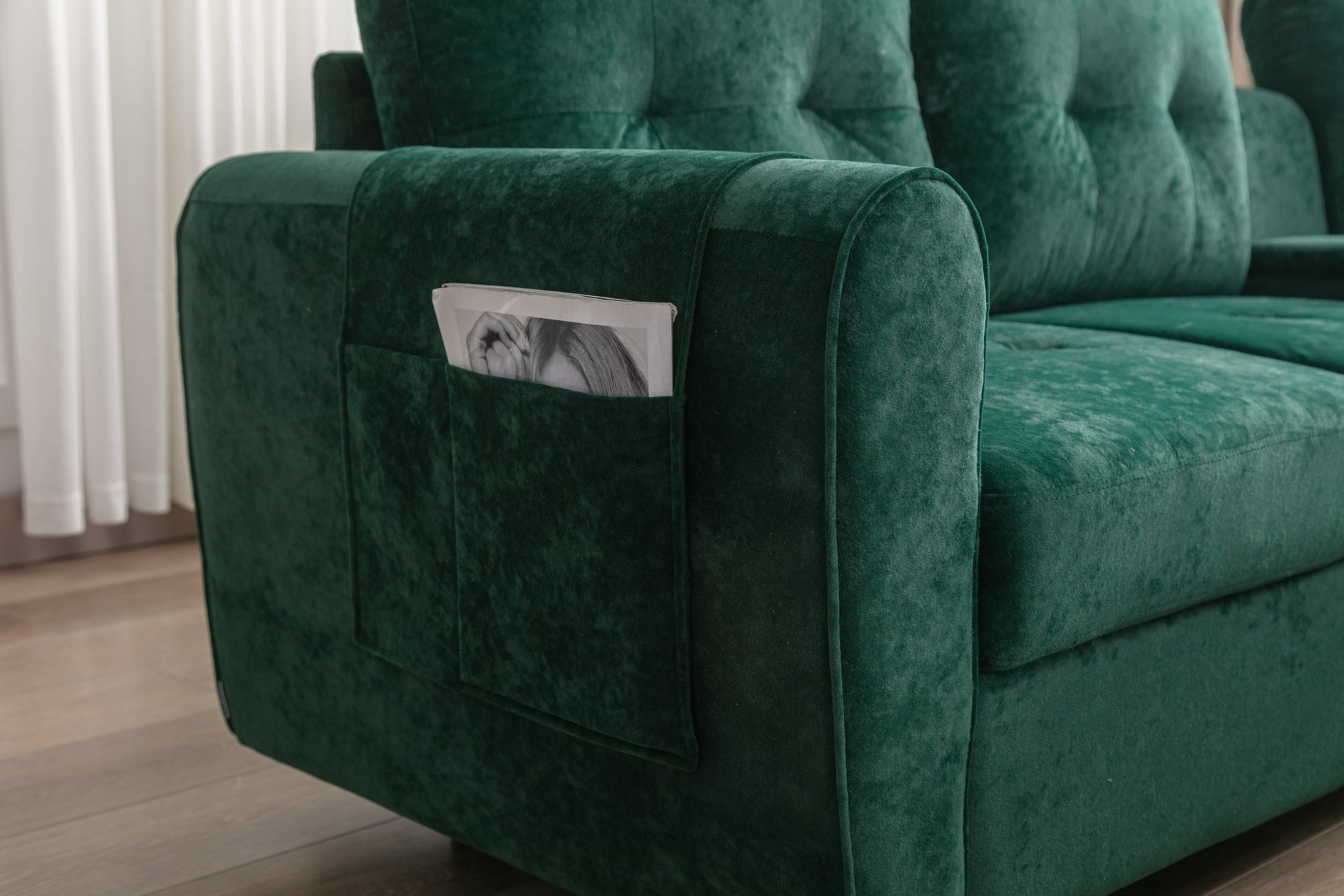 United We Win Storage Sofa Living Room Sofa Cozy Sectional Sofa Emerald Polyester