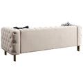 Chesterfield Modern Tufted Velvet Living Room Sofa, 84.25''W Couch,Cream Cream Velvet Wood Primary Living Space Tufted Back Modern Square Arms Foam Velvet 2 Seat