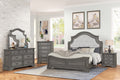 Grace Traditional Style Queen 5 Pc Bedroom Set Made With Wood In Rustic Gray Box Spring Required Queen Gray Wood 5 Piece Set Bedroom Bed Included,Chest Included,Dresser Included,Mirror Included,Nightstand Included Traditional Solid Wood Mdf Cotton Tufted