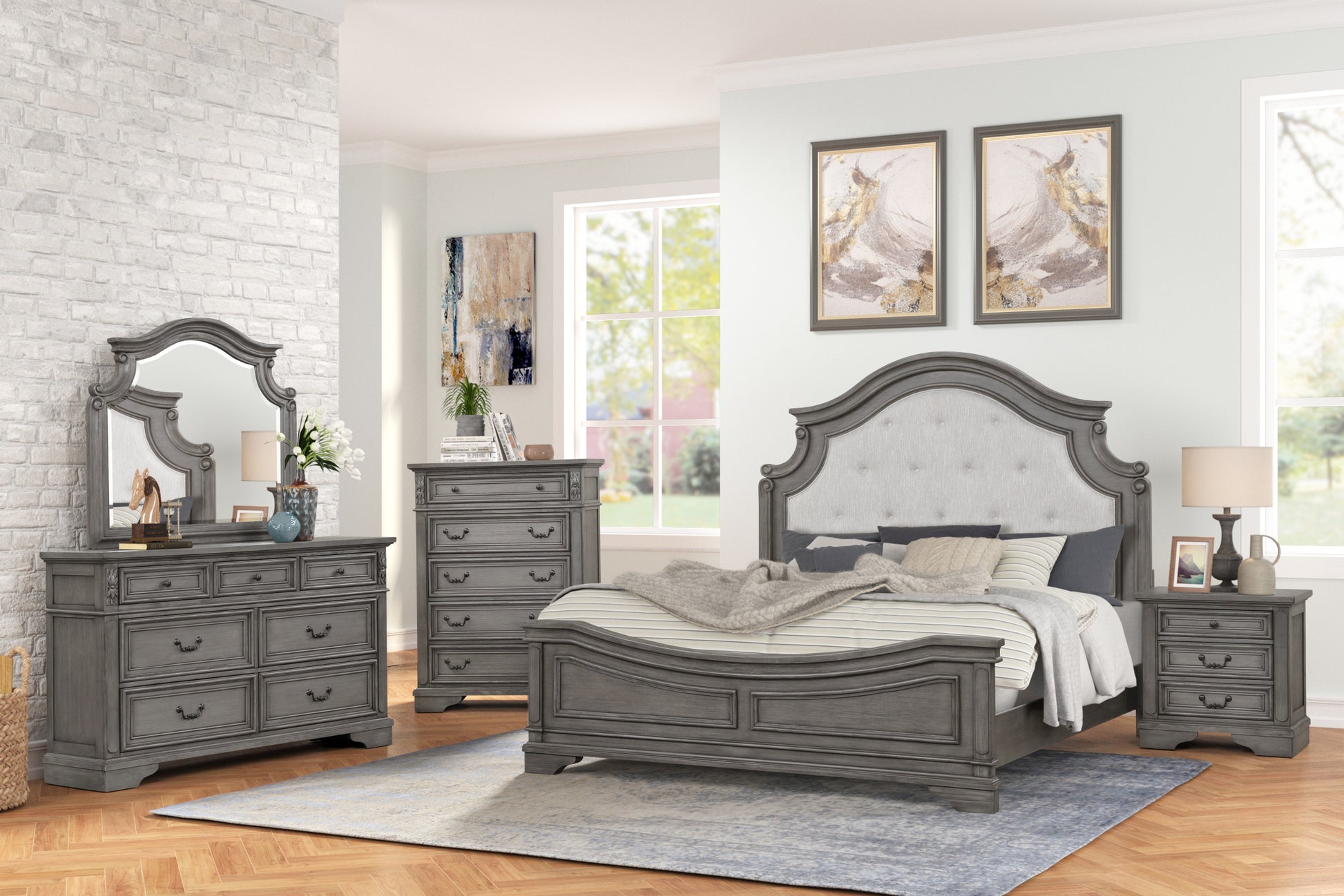 Grace Traditional Style 7 Drawer Dresser Made With Wood In Rustic Gray Grace Traditional Style 7 Drawer Dresser Made With Wood In Rustic Gray