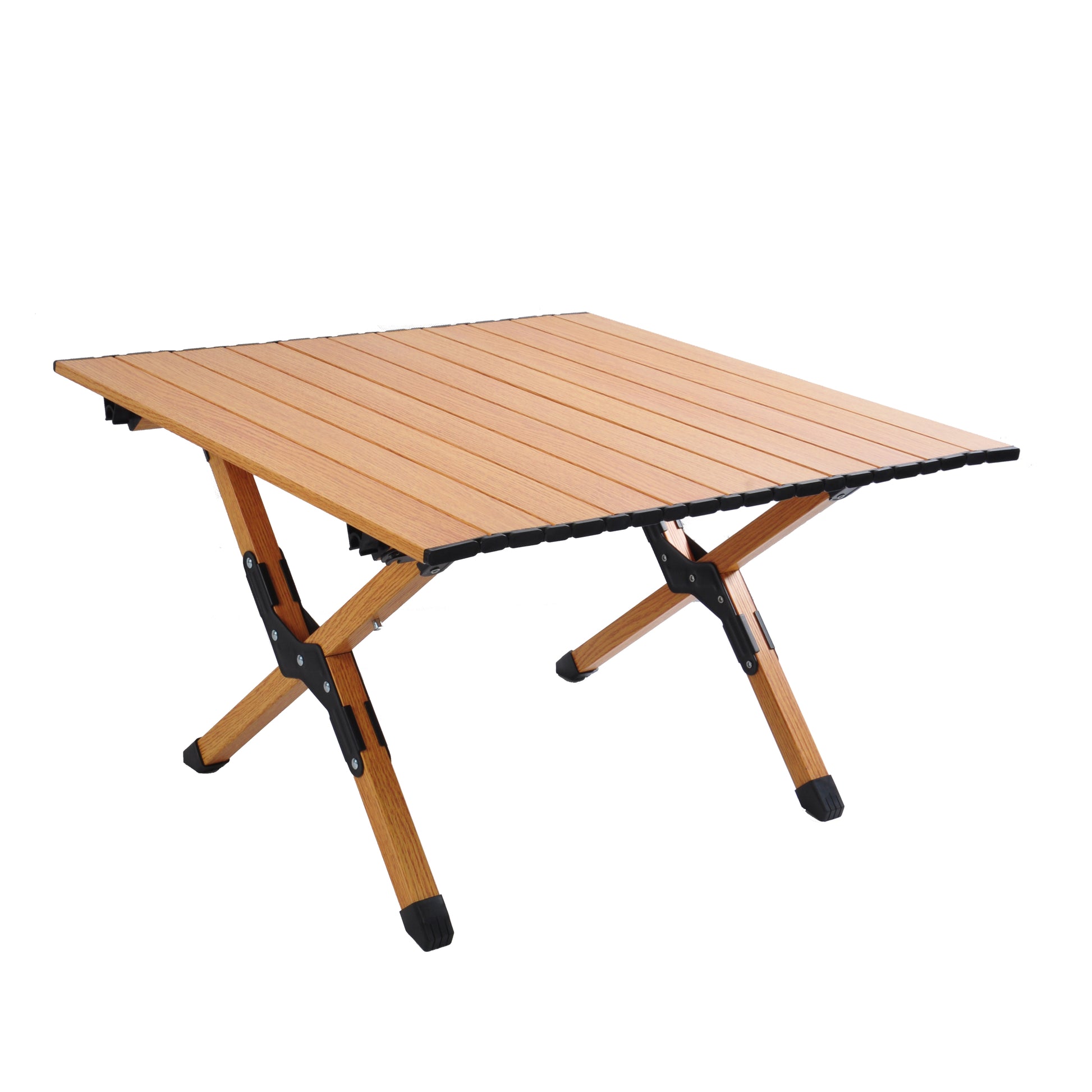 Portable Picnic Table, Rollable Aluminum Alloy Table Top With Folding Solid X Shaped Frame Zb1001Mw Brown White Aluminium Alloy