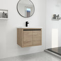 Bathroom Cabinet With Sink,Soft Close Doors,Float imitative oak-2-bathroom-wall