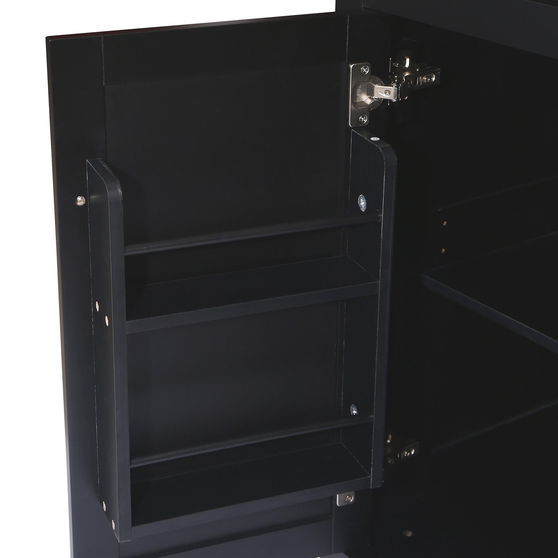 Kitchen Cart with Rubber wood Drop Leaf Countertop black-mdf