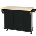 Kitchen Cart with Rubber wood Drop Leaf Countertop black-mdf