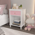 26.77''H Wooden Nightstand With One Drawer One Shelf For Kids, Adults, Pink Pink Mdf