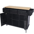 Kitchen Cart with Rubber wood Drop Leaf Countertop black-mdf