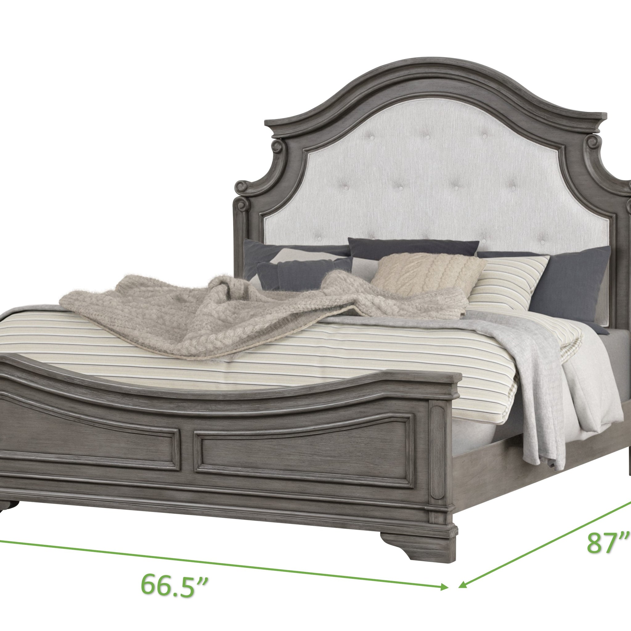 Grace Traditional Style King Bed Made With Wood In Rustic Gray Box Spring Required King Gray Wood Bedroom Traditional Slat Beds Solid Wood Mdf Cotton Wood