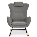 Rocking Chair Nursery, Teddy Upholstered Rocker Glider Chair With High Backrest, Adjustable Headrest & Pocket, Comfy Glider Chair For Nursery, Bedroom, Living Room, Offices, Rubber Wood, Gray Gray Polyester