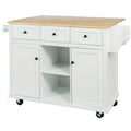 Kitchen Cart with Rubber wood Drop Leaf Countertop white-mdf