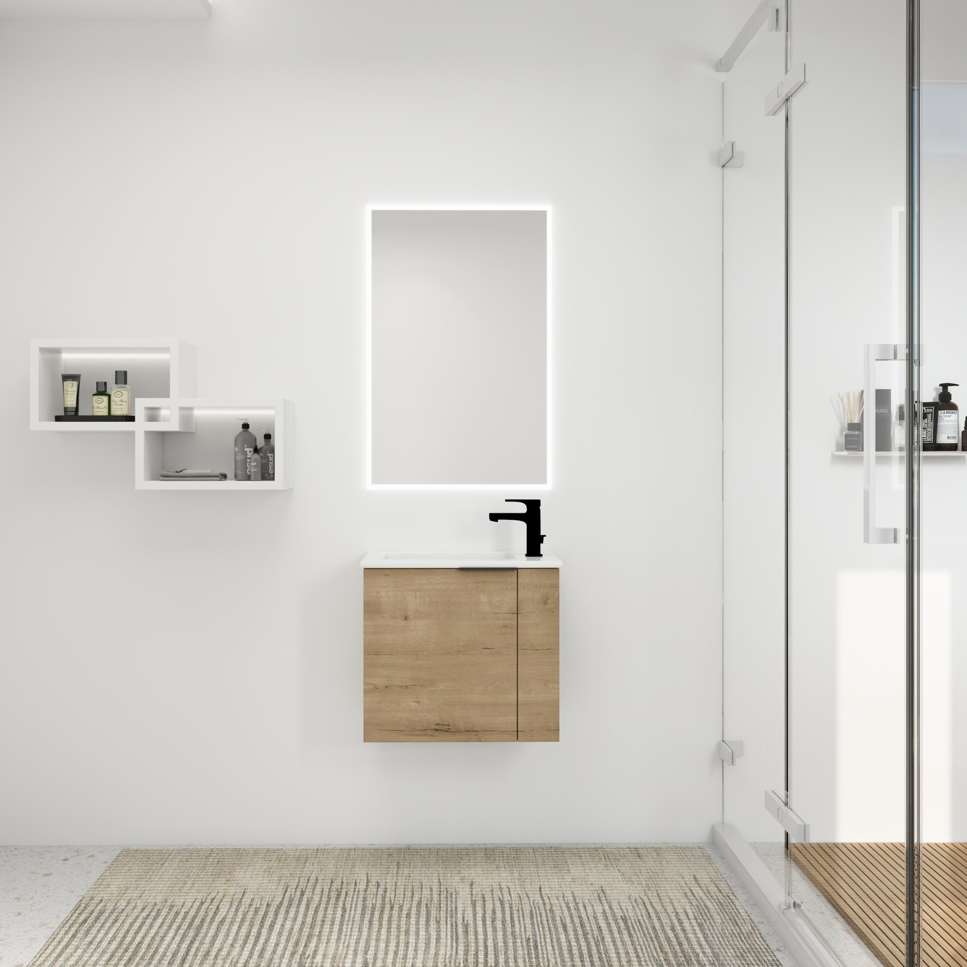 Bathroom Vanity With Sink 22 Inch For Small Bathroom,Floating Bathroom Vanity With Soft Close Door,Small Bathroom Vanity With Sink, 22X13 Kd Packing Imitative Oak 1 Soft Close Doors Bathroom Wall Mounted Modern Plywood Plywood