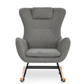 Rocking Chair Nursery, Teddy Upholstered Rocker Glider Chair With High Backrest, Adjustable Headrest & Pocket, Comfy Glider Chair For Nursery, Bedroom, Living Room, Offices, Rubber Wood, Gray Gray Polyester