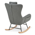 Rocking Chair Nursery, Teddy Upholstered Rocker Glider Chair With High Backrest, Adjustable Headrest & Pocket, Comfy Glider Chair For Nursery, Bedroom, Living Room, Offices, Rubber Wood, Gray Gray Polyester