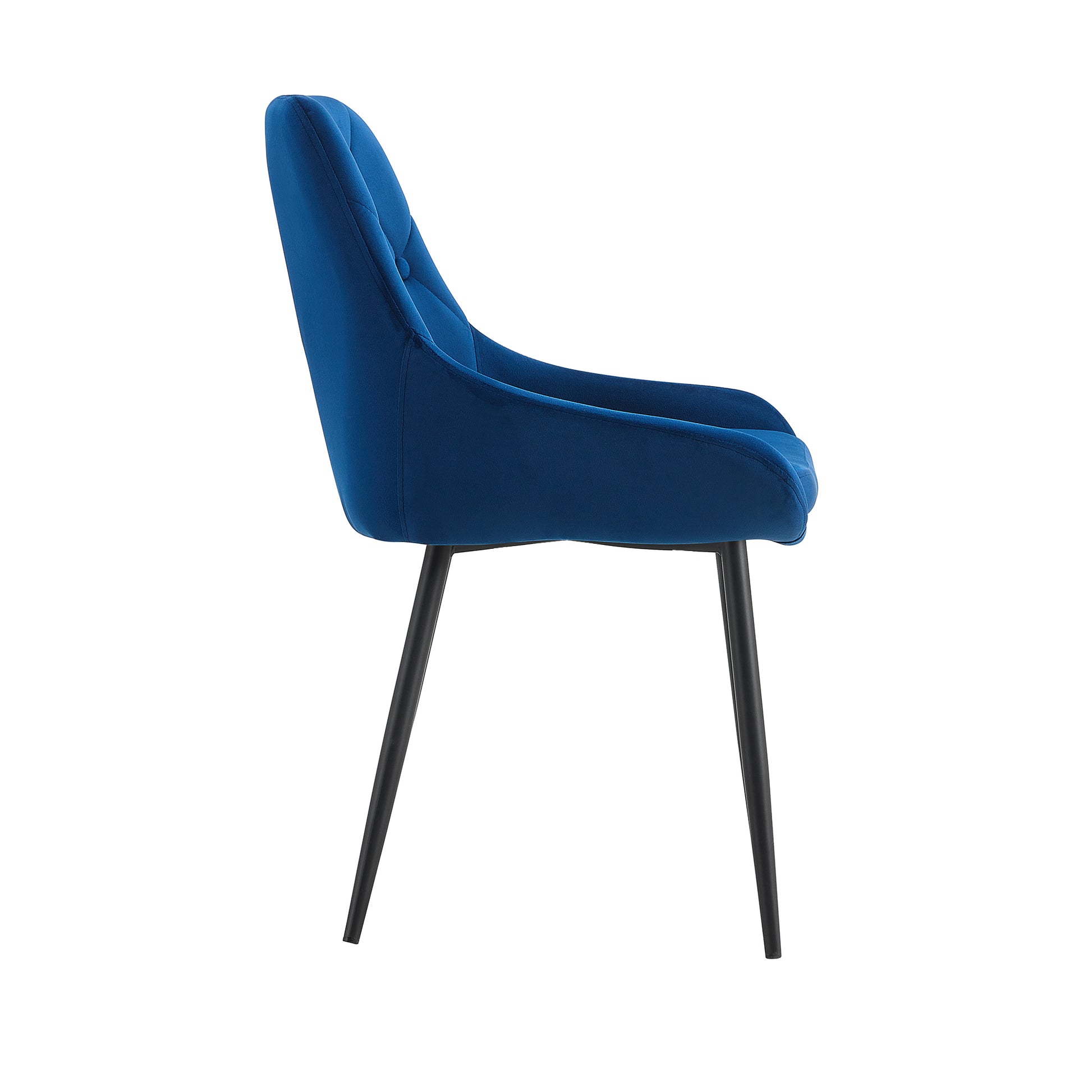 Modern Blue Velvet Dining Chairsfabric Accent Upholstered Chairs Side Chair With Black Legs For Home Furniture Living Room Bedroom Kitchen Dinning Room Set Of 2 Blue Foam Metal