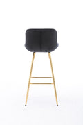 26 Inch Set Of 2 Bar Stools,With Chrome Footrest Velvet Fabric Counter Stool Golden Leg Simple Bar Stool,Black Black Foam Fabric
