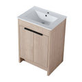 Freestanding Bathroom Vanity With White Ceramic Sink & 2 Soft Close Cabinet Doors Kd Packing ,Bvb02424Plo G Bl9060B ,W1286S00015 Plain Light Oak 2 Bathroom Freestanding Modern Plywood