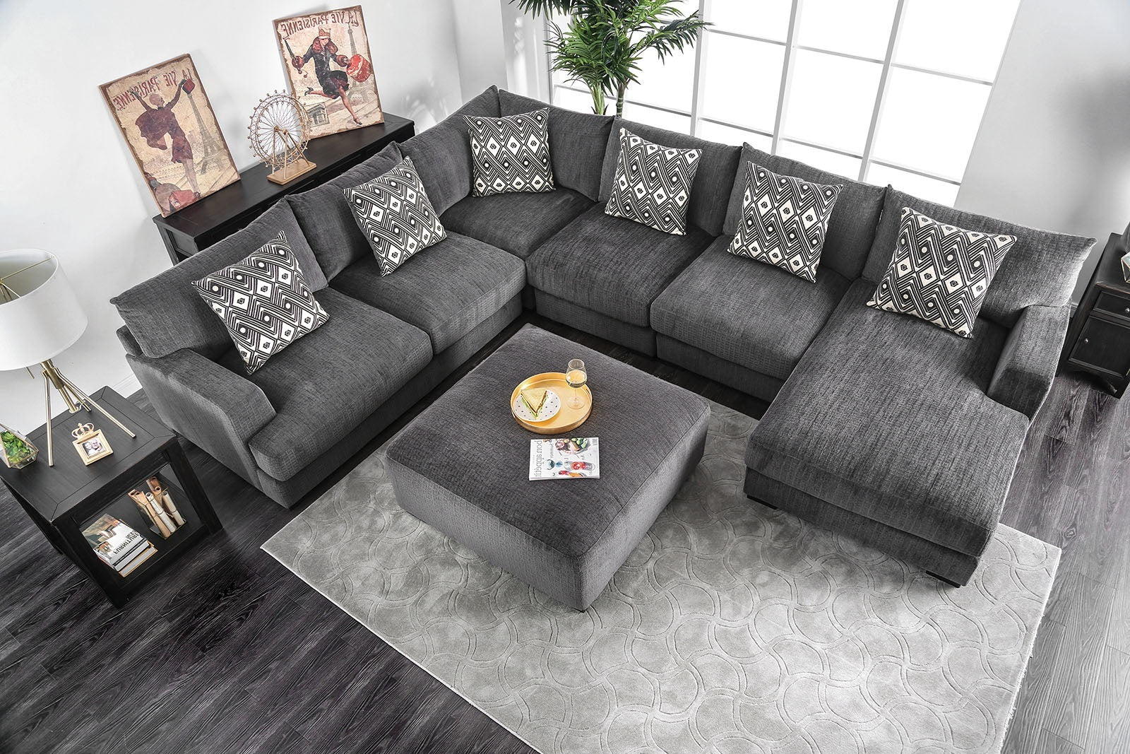 Living Room Lounge Ottoman Gray Chenille Fabric Comfort Cozy Plush Seat Foam Wooden Legs 1Pc Ottoman Only. Gray Chenille Primary Living Space Grey Contemporary,Modern Chenille