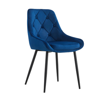 Modern Blue Velvet Dining Chairsfabric Accent Upholstered Chairs Side Chair With Black Legs For Home Furniture Living Room Bedroom Kitchen Dinning Room Set Of 2 Blue Foam Metal