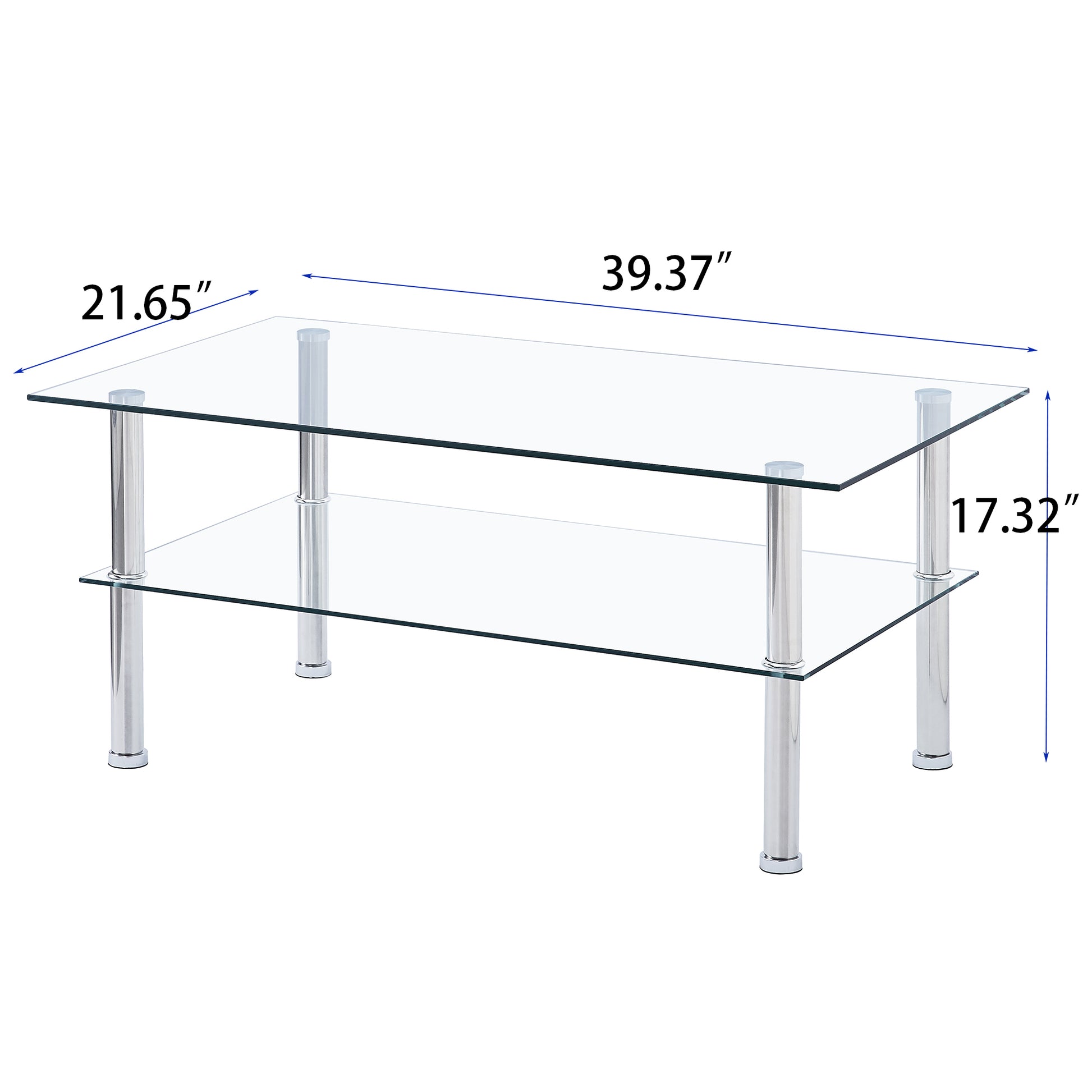 Clear Clear Glass Coffee Table, Tempered Glass Coffee Table For Living Room Transparent Glass