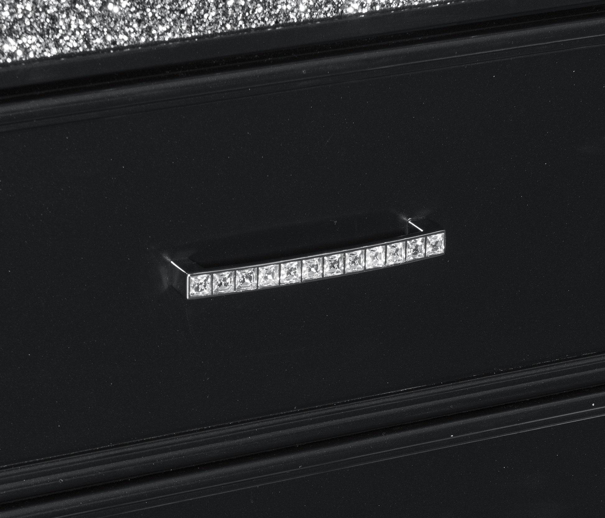 black glitter dresser Pearl Black Metallic Finish Dresser 1Pc 9 Drawers Silver Glitter Trim Modern Bedroom Furniture Black Bedroom Contemporary,Glam,Modern Wood