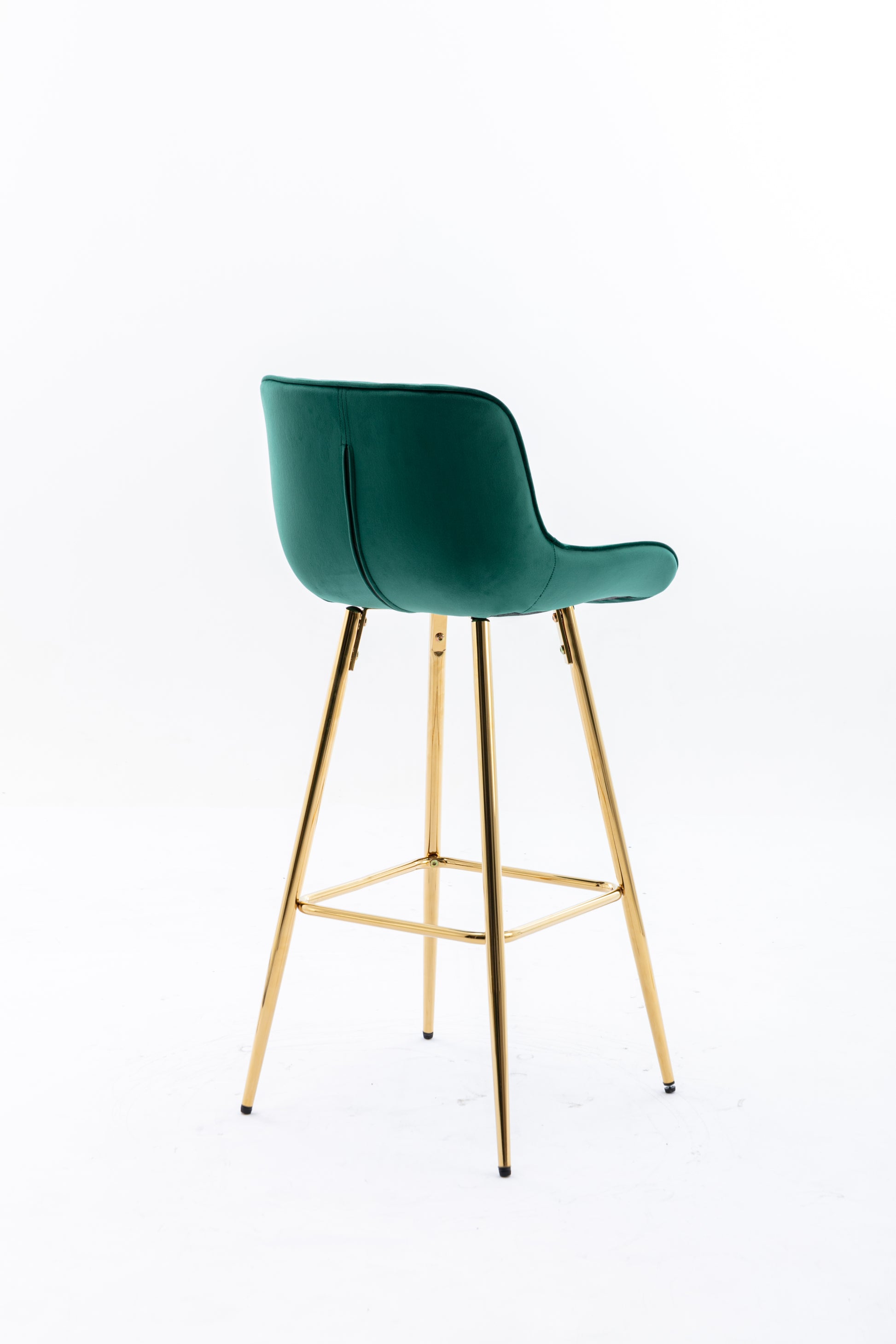 30 Inch Set Of 2 Bar Stools,With Chrome Footrest Velvet Fabric Counter Stool Golden Leg Simple High Bar Stool,Green Green Foam Fabric