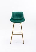 26 Inch Set Of 2 Bar Stools,With Chrome Footrest Velvet Fabric Counter Stool Golden Leg Simple Bar Stool,Green Green Foam Fabric