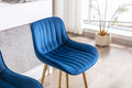 30 Inch Set Of 2 Bar Stools,With Chrome Footrest Velvet Fabric Counter Stool Golden Leg Simple High Bar Stool,Blue Blue Foam Fabric