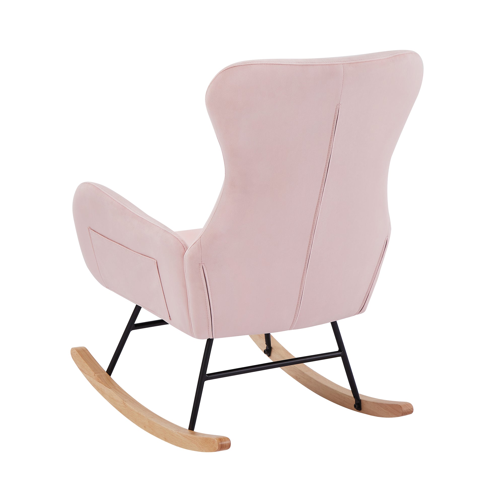 Pink Velvet Rocking Chair Pink Foam Metal