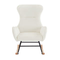Cream White Velvet Rocking Chair Cream White Foam Metal