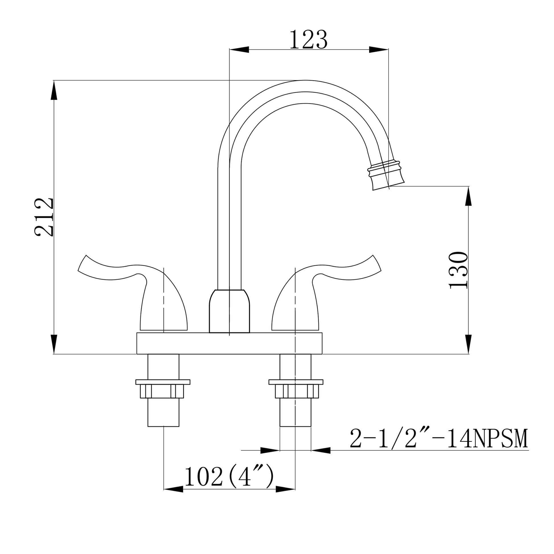 4 Inch 2 Handle Centerset Bathroom Faucet,With Pop Up Drain And 2 Water Supply Lines,Matte Black Matte Black Stainless Steel