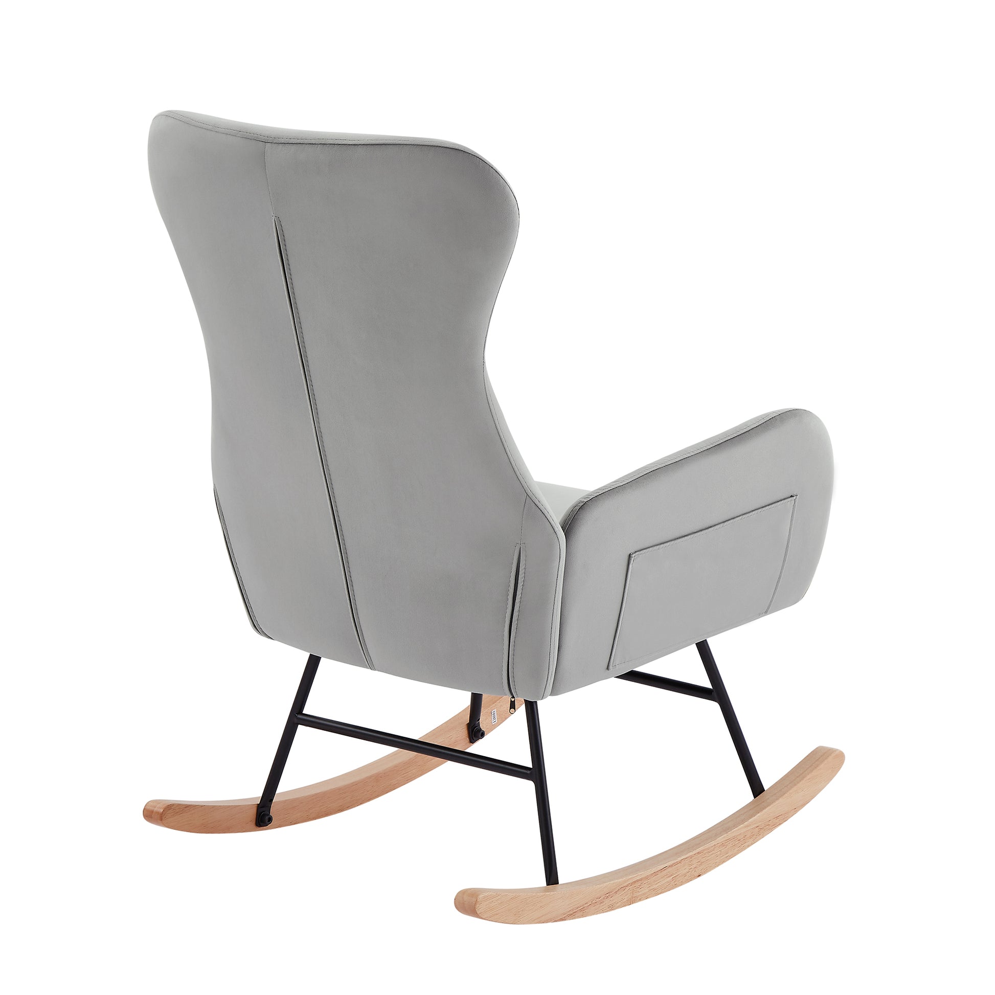 Grey Velvet Rocking Chair Grey Foam Metal