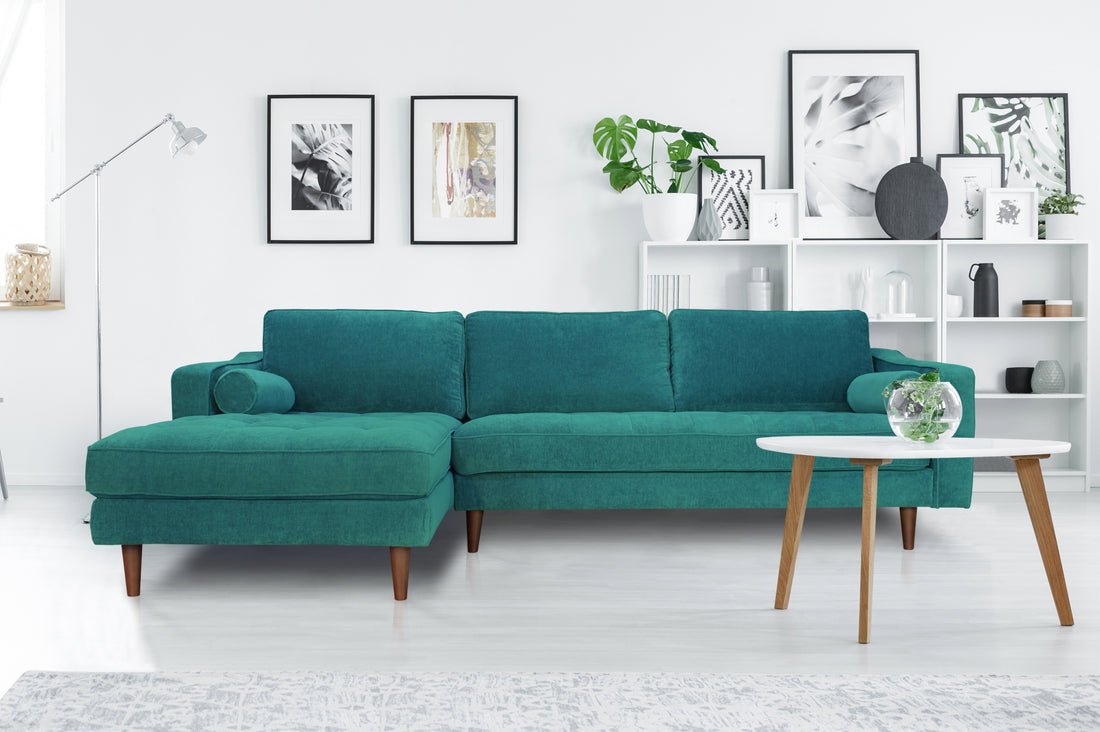 Anderson Laf Sectional Turquoise Blue Upholstered