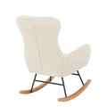 Off White Teddy Fabric Rocking Chair Off White Foam Metal