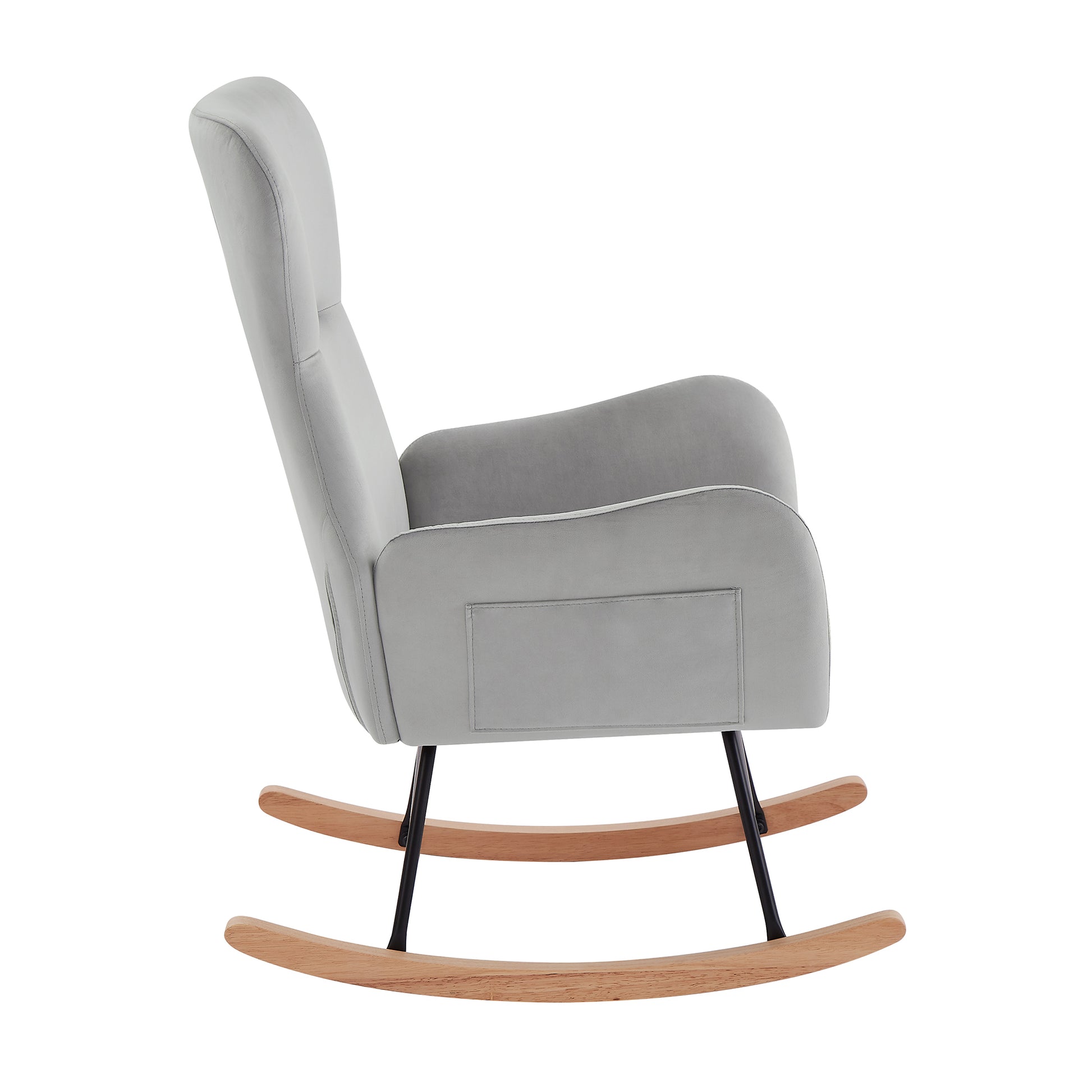 Grey Velvet Rocking Chair Grey Foam Metal