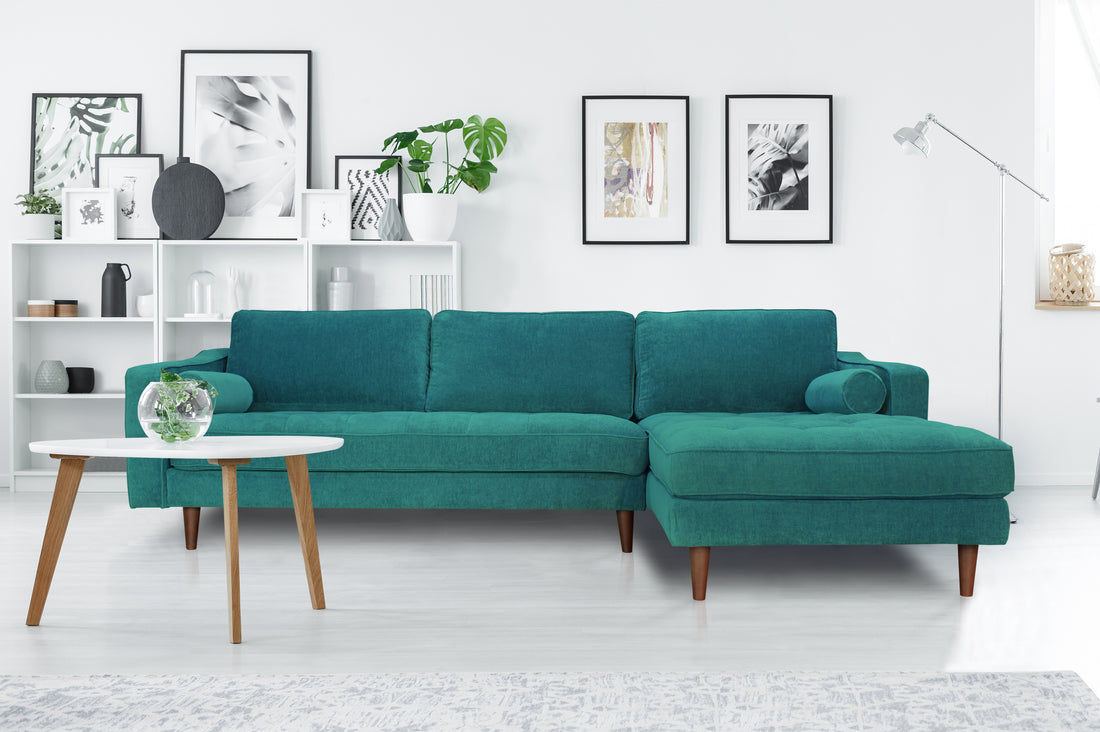 Anderson Raf Sectional Turquoise Blue Upholstered