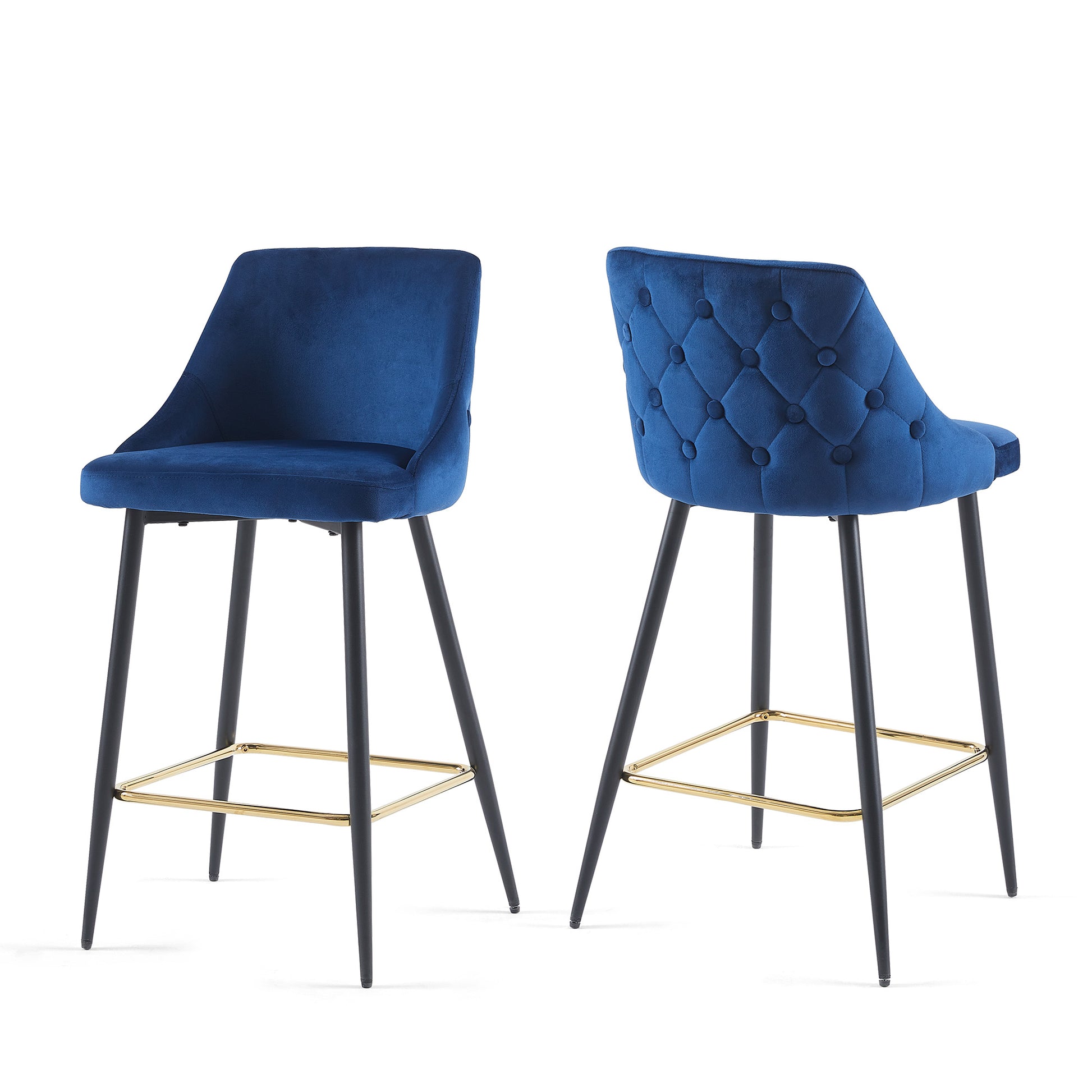 Blue Velvet Swivel Bar Chair Bar Stool And Metal Modern High Bar Furniture Commercial Furniture Blue Kitchen Modern Foam Velvet