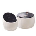 Set Of 2 Nesting Round Storage Ottoman, Coffee Table Footstool With Mdf Cover For Living Room, Bedroom, Top 650*450, 480*390,Beige Beige Foam Mdf