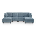 U Shape Modular Sectional Sofa,Diy Combination,Includes Two Single Chair ,Two Corner And Two Ottoman,Navy Chenille Navy Chenille