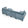 U Shape Modular Sectional Sofa,Diy Combination,Includes Two Single Chair ,Two Corner And Two Ottoman,Navy Chenille Navy Chenille