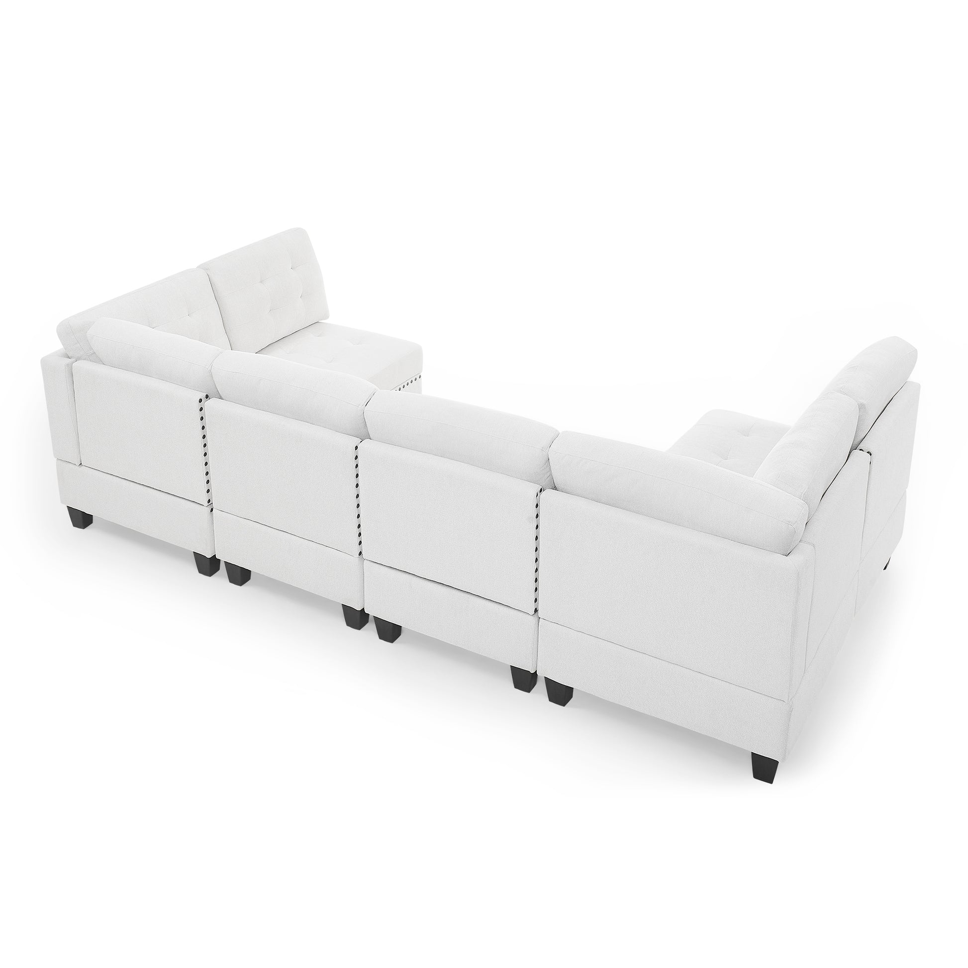 U Shape Modular Sectional Sofa,Diy Combination,Includes Four Single Chair And Two Corner,Ivory Chenille Ivory Chenille