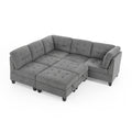 L Shape Modular Sectional Sofa,Diy Combination,Includes Three Single Chair ,Two Corner And Two Ottoman,Grey Chenille Grey Foam Chenille