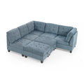 L Shape Modular Sectional Sofa,Diy Combination,Includes Three Single Chair ,Two Corner And Two Ottoman,Navy Blue Navy Blue Foam Chenille