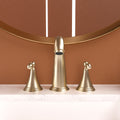 2 Handle Widespread Bathroom Faucet 3 Hole, With Pop Up Drain And 2 Water Supply Lines, Gold Gold Stainless Steel