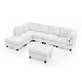 L Shape Modular Sectional Sofa,Diy Combination,Includes Three Single Chair ,Two Corner And Two Ottoman,Ivory Chenille Ivory Foam Chenille