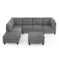 L Shape Modular Sectional Sofa,Diy Combination,Includes Three Single Chair ,Two Corner And Two Ottoman,Grey Chenille Grey Foam Chenille