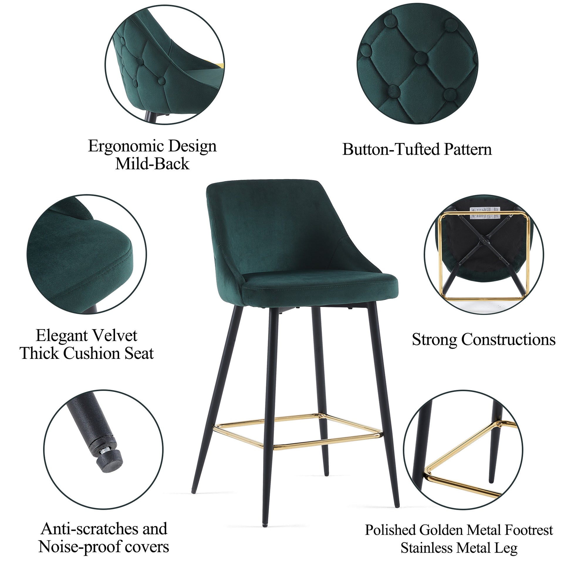 Green Velvet Swivel Bar Chair Bar Stool And Metal Modern High Bar Furniture Commercial Furniture Green Dining Room Modern Foam Velvet