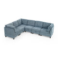 L Shape Modular Sectional Sofa,Diy Combination,Includes Three Single Chair And Three Corner ,Navy Chenille Navy Foam Chenille