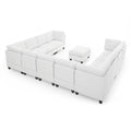 U Shape Modular Sectional Sofa,Diy Combination,Includes Seven Single Chair, Four Corner And One Ottoman,Ivory Ivory Plywood Chenille