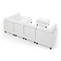 L Shape Modular Sectional Sofa,Diy Combination,Includes Three Single Chair ,Two Corner And Two Ottoman,Ivory Chenille Ivory Foam Chenille